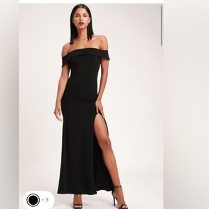 Lulus Aveline Off The Shoulder Black Maxi Formal Dress, Small